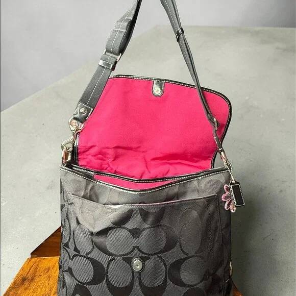 Coach Kyra Signature Black Jacquard Messenger Crossbody Bag F16553 - Picture 3 of 13